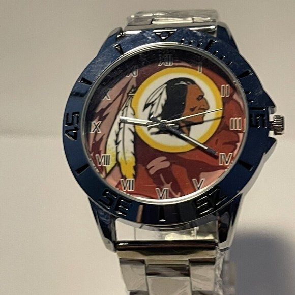 WASHINGTON REDSKINS NFL Team Logo Men's Stainless-Steel Silver Analog Watch NEW - Picture 10 of 10